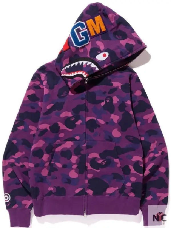 Bape Shark Hoodie Purple Camo Clanton Jacket