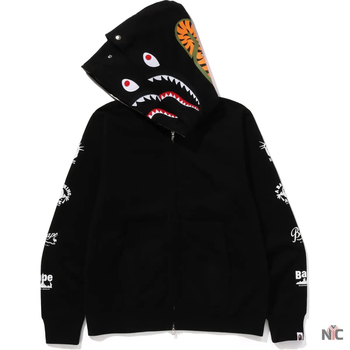 Bape Us Double Shark Full Zip Hoodie Mens Clanton Jacket