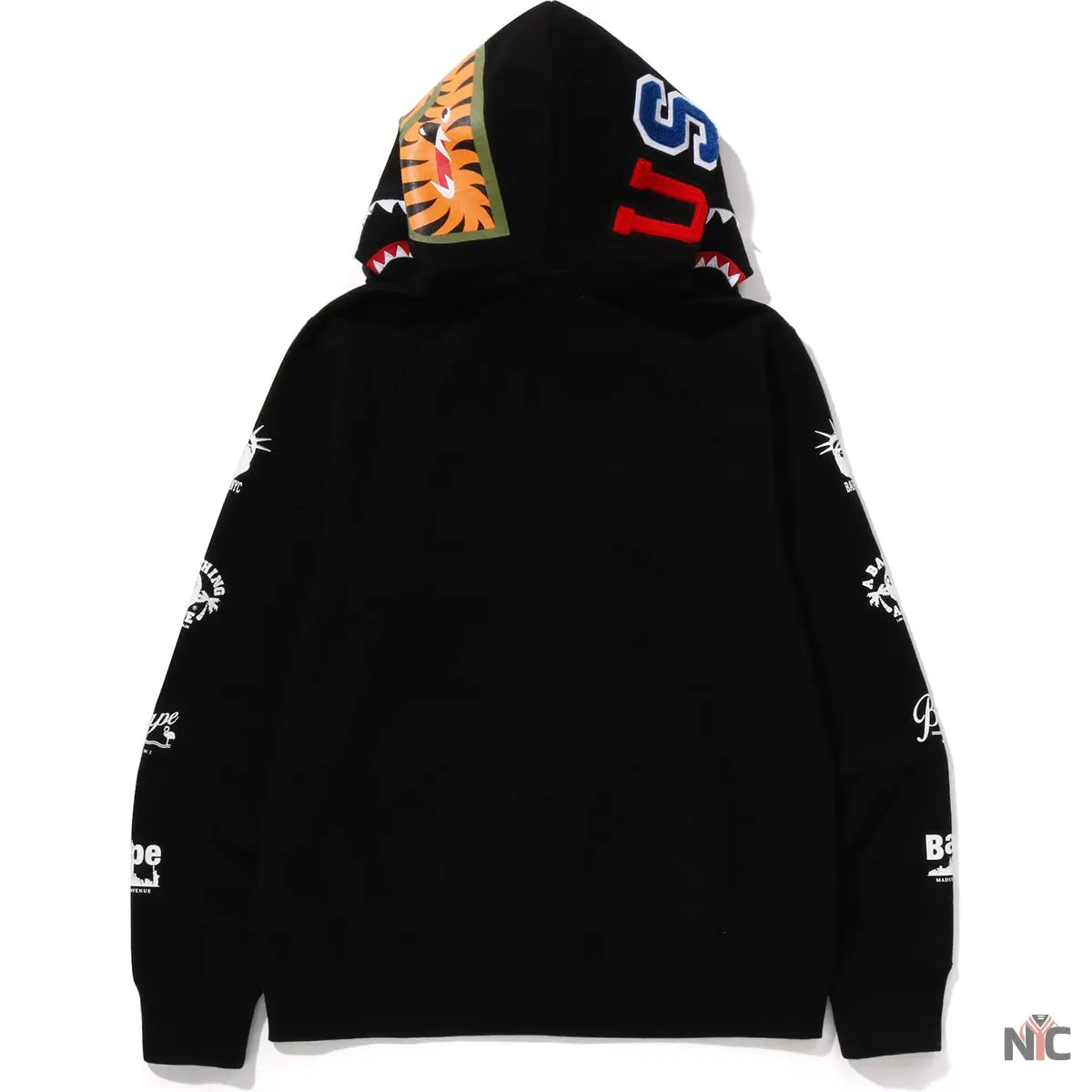 Bape Us Double Shark Full Zip Hoodie Mens Clanton Jacket