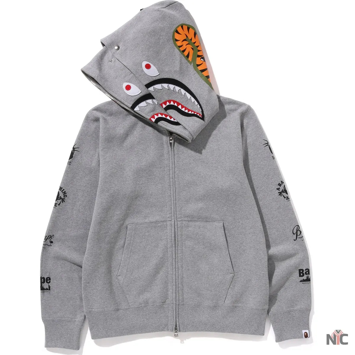 Bape Us Double Shark Full Zip Hoodie Mens Clanton Jacket