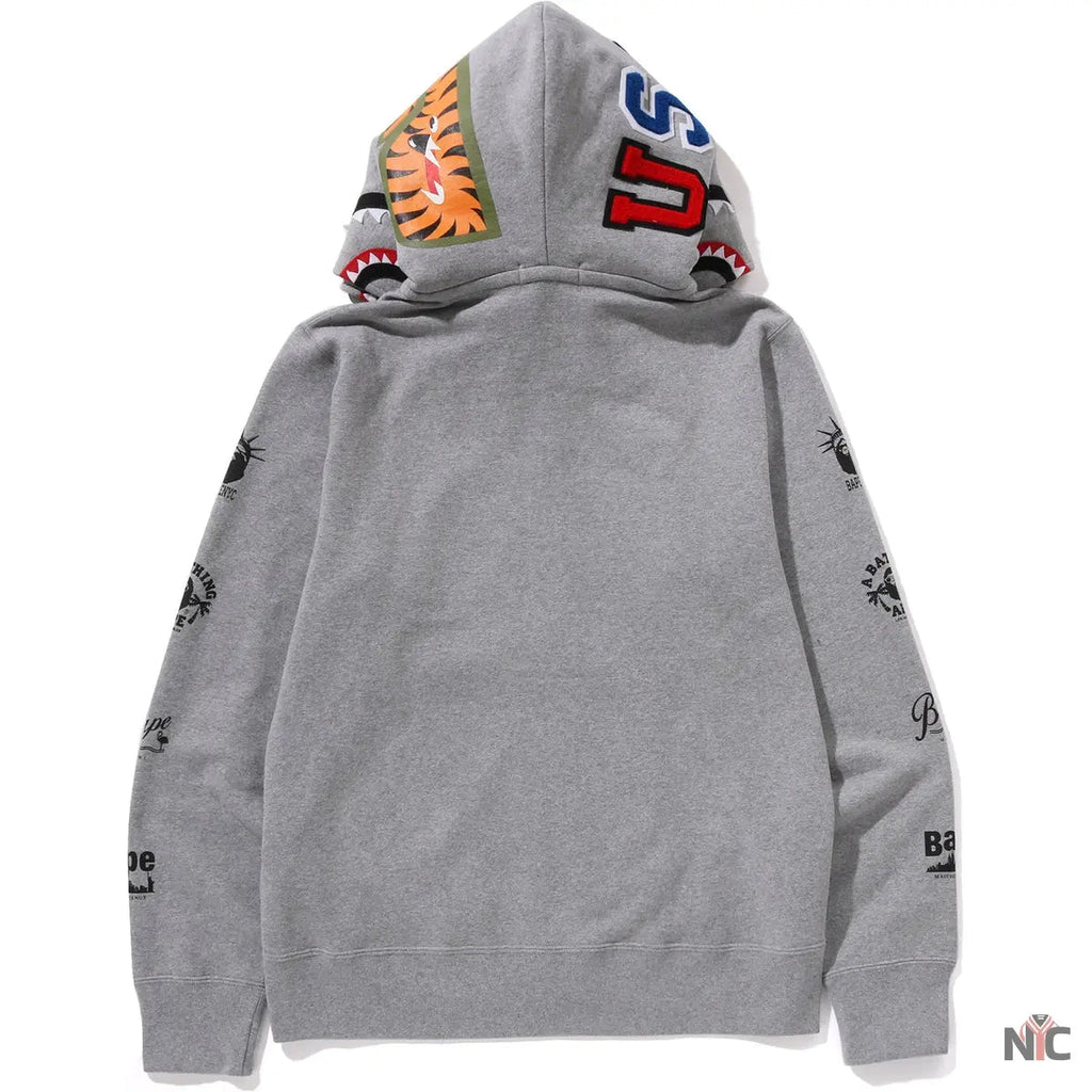 Bape Us Double Shark Full Zip Hoodie Mens Clanton Jacket