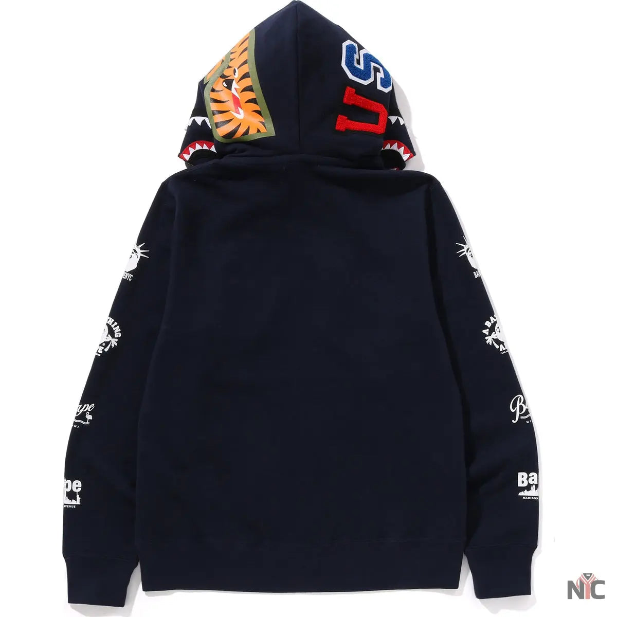 Bape Us Double Shark Full Zip Hoodie Mens Clanton Jacket