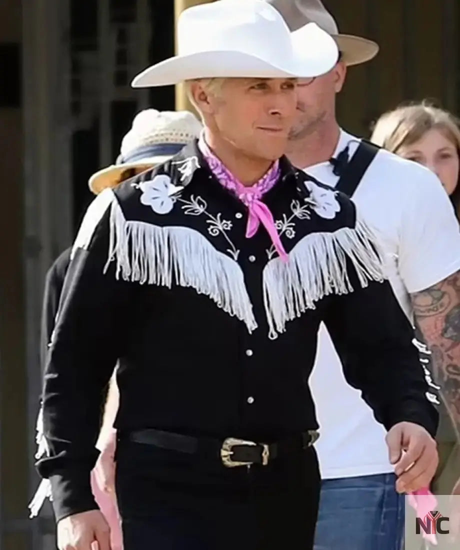 Barbie 2023 Ryan Gosling Black Shirt Clanton Jacket