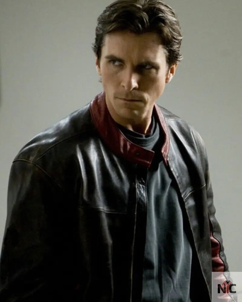 Batman Dark Knight Christian Bale Leather Biker Jacket Black Clanton Jacket
