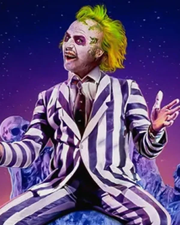 Beetlejuice Beetlejuice 2024 Michael Keaton Striped Suit