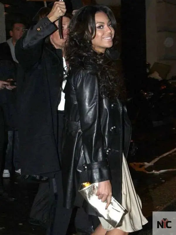 Beyonce Black Leather Coat Clanton Jacket
