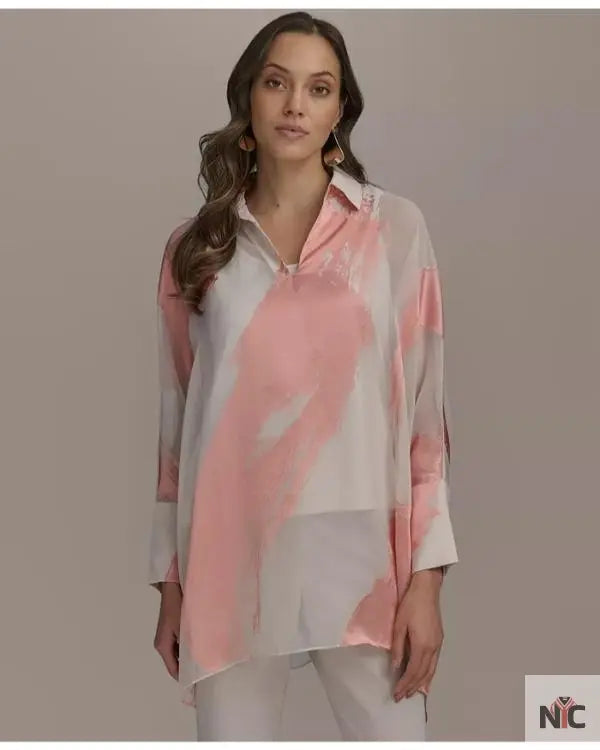 Beyond The Gates 2025 Tamara Tunie Coral Brushstroke Blouse Clanton Jacket