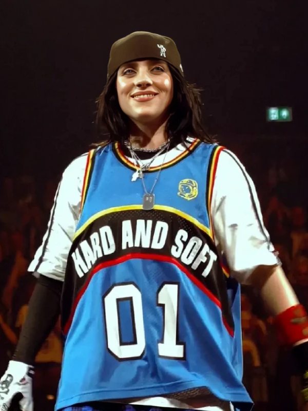 Billie Eilish Manchester Hit Me Hard And Soft Tour Blue Jersey Clanton Jacket