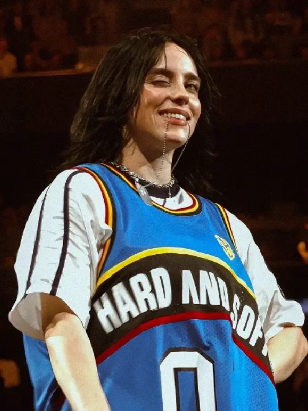 Billie Eilish Manchester Hit Me Hard And Soft Tour Blue Jersey Clanton Jacket