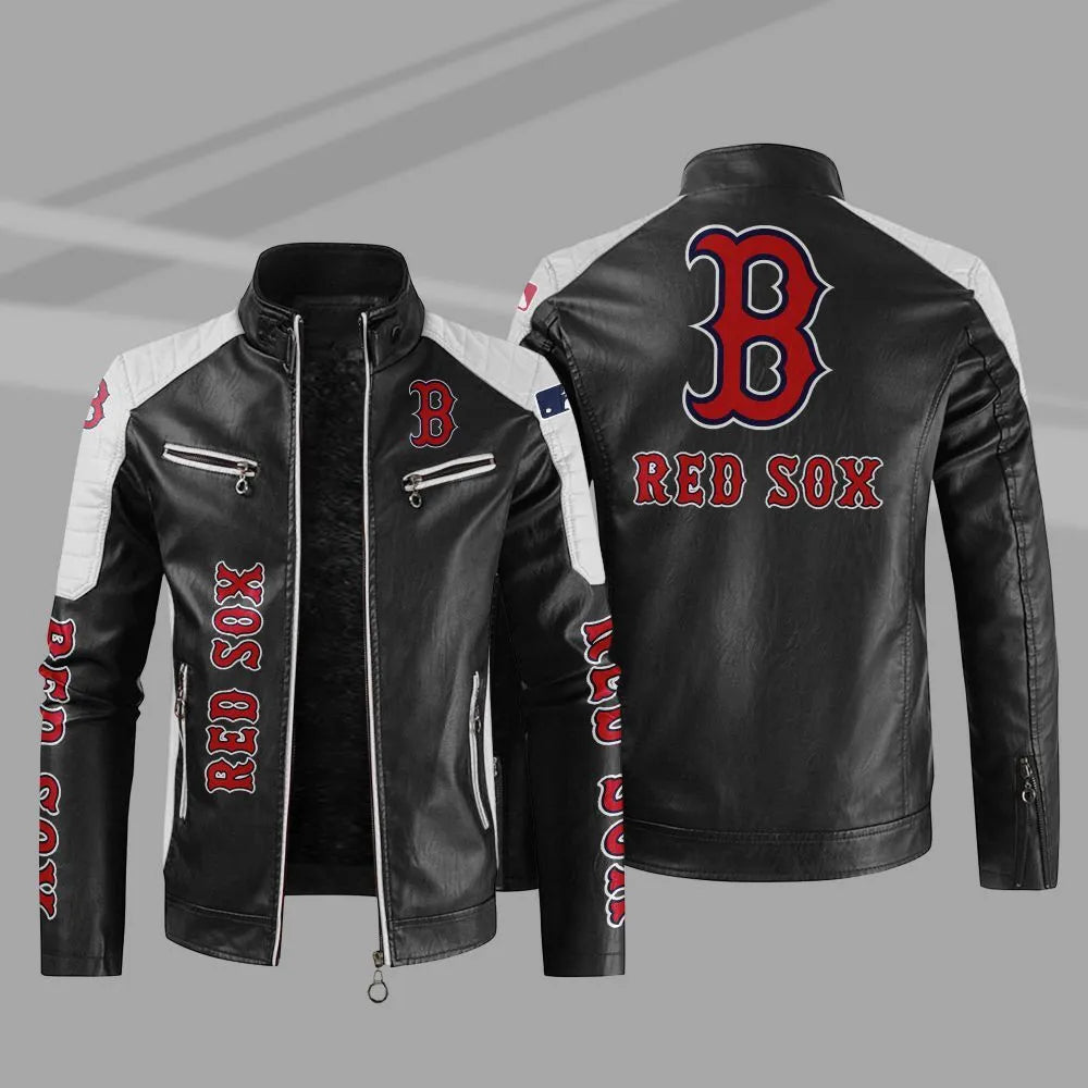 Boston Red Sox Block Leather Jacket