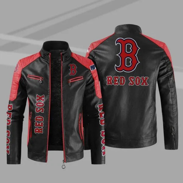 Boston Red Sox Block Leather Jacket