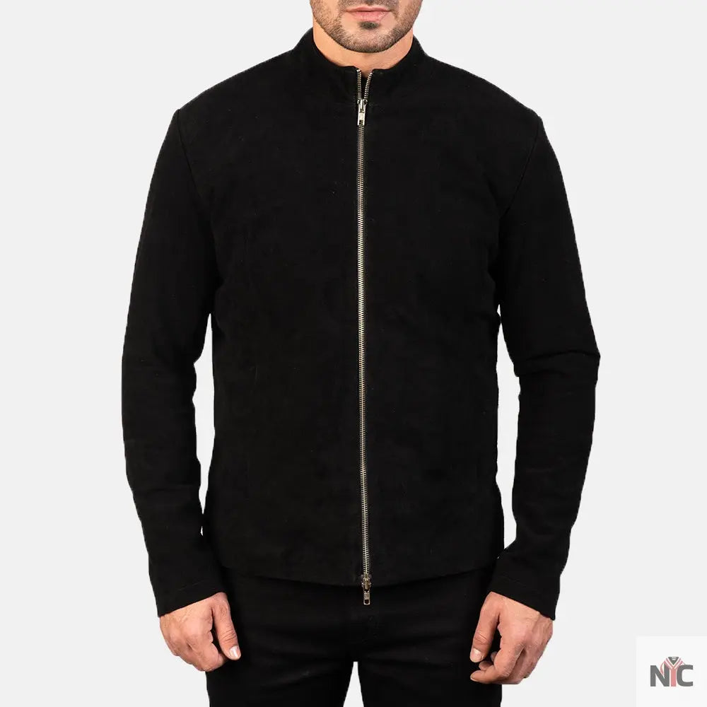Charcoal Black Suede Biker Jacket Clanton Jacket