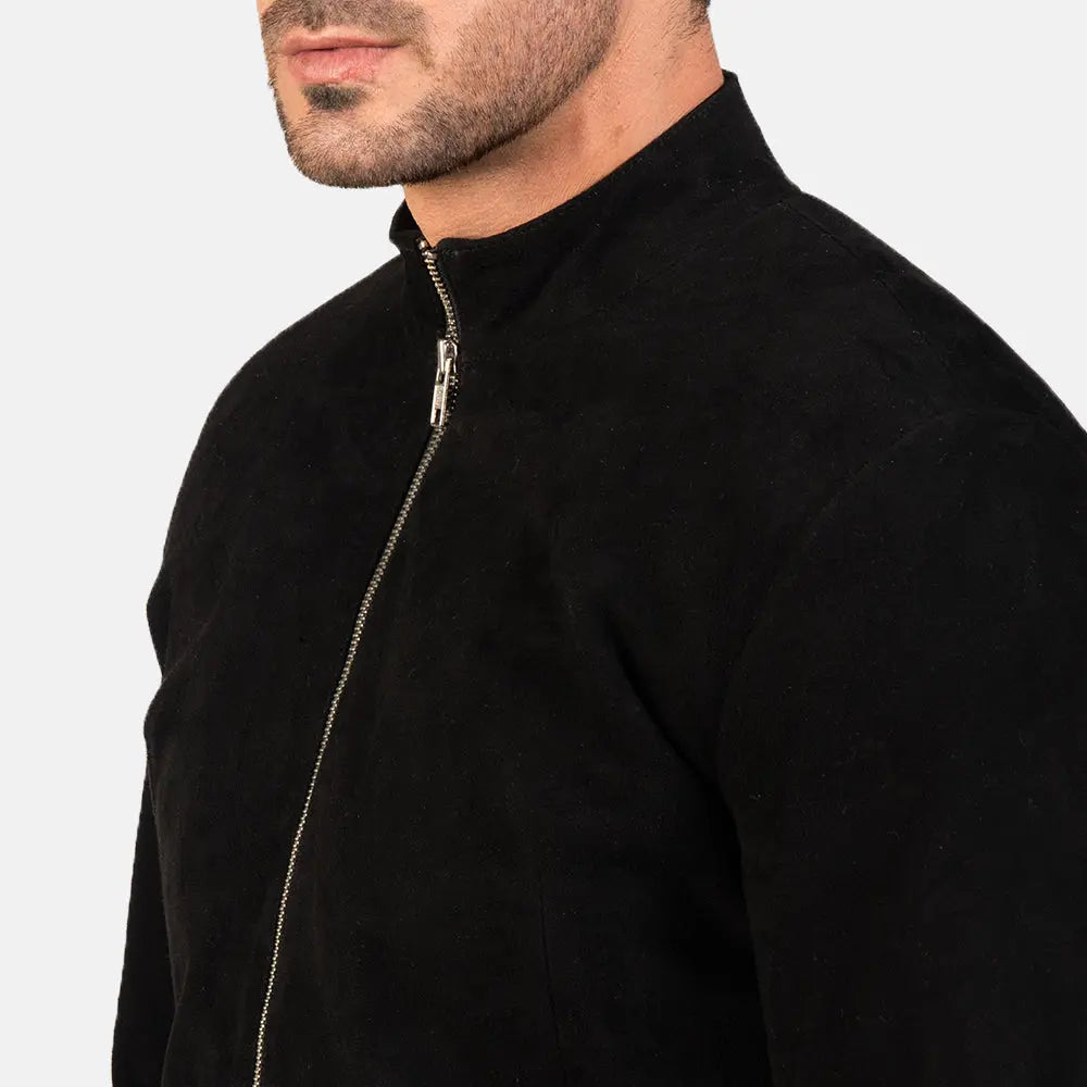Charcoal Black Suede Biker Jacket Clanton Jacket