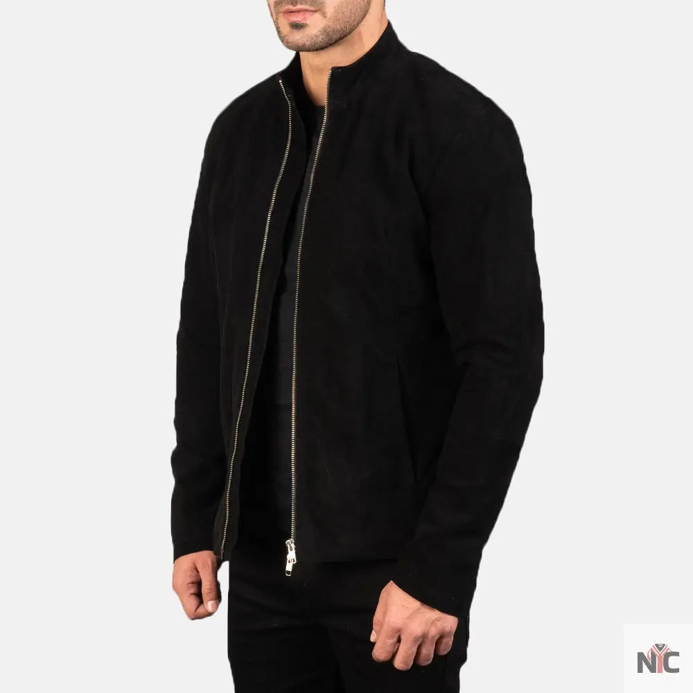 Charcoal Black Suede Biker Jacket Clanton Jacket