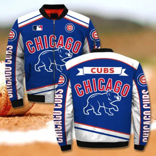 Chicago Cubs Blue and White Bomber Jacket