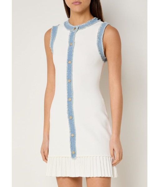 Beyond the Gates 2025 Colby Muhammad White Knit Denim Trim Mini Dress USA Jackets