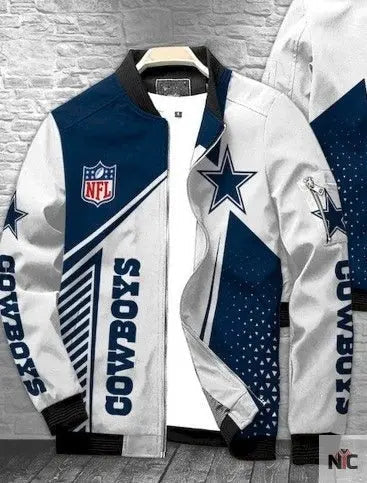 Dallas Cowboys White Bomber Jacket Clanton Jacket