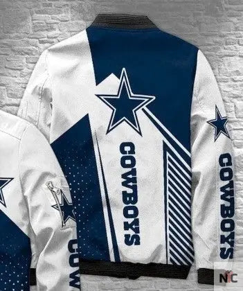 Dallas Cowboys White Bomber Jacket Clanton Jacket