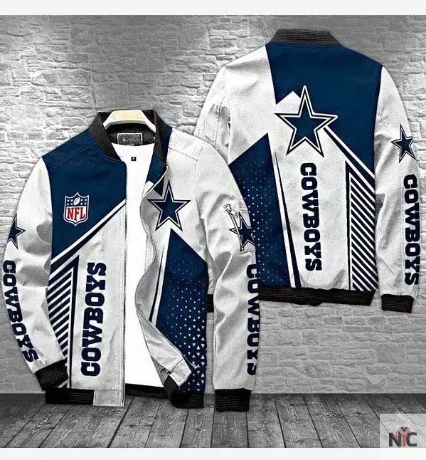 Dallas Cowboys White Bomber Jacket Clanton Jacket