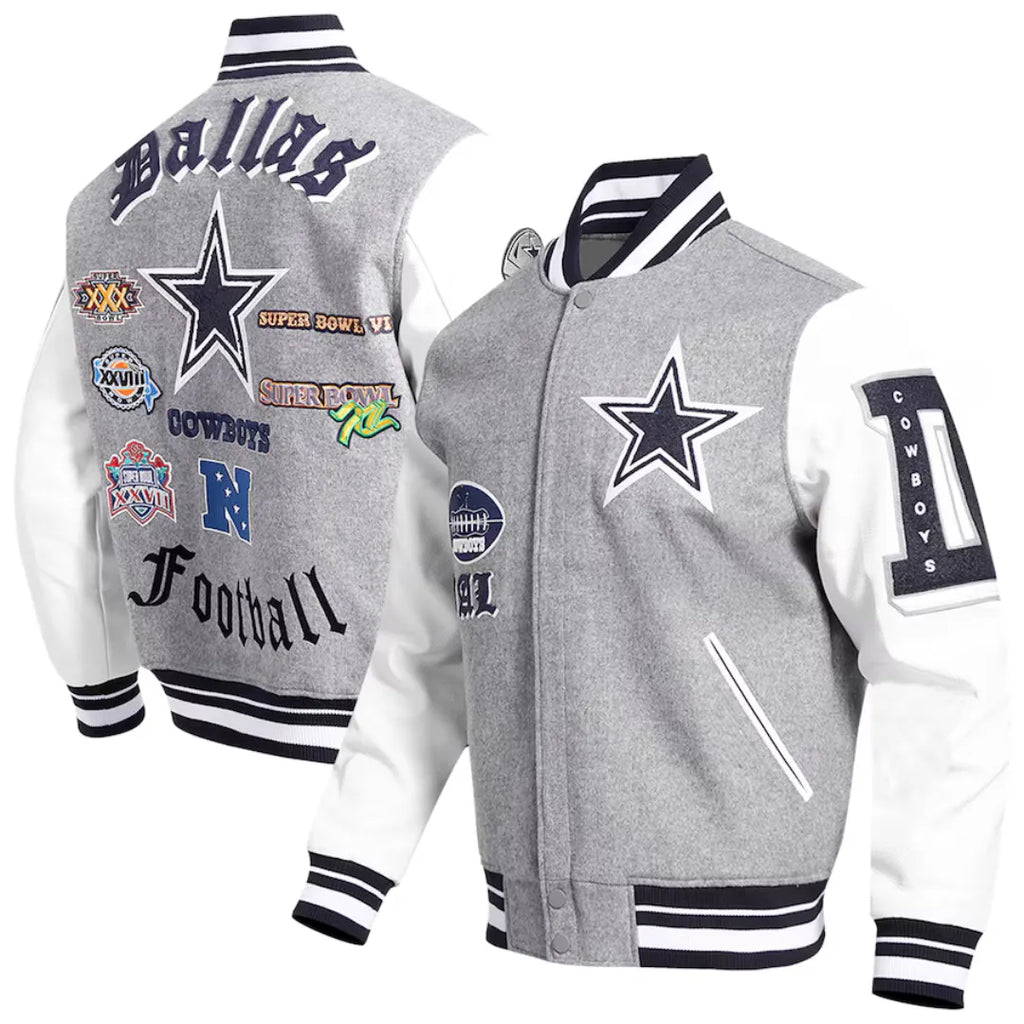Dallas Cowboys Old English Zip Varsity Jacket for Fans