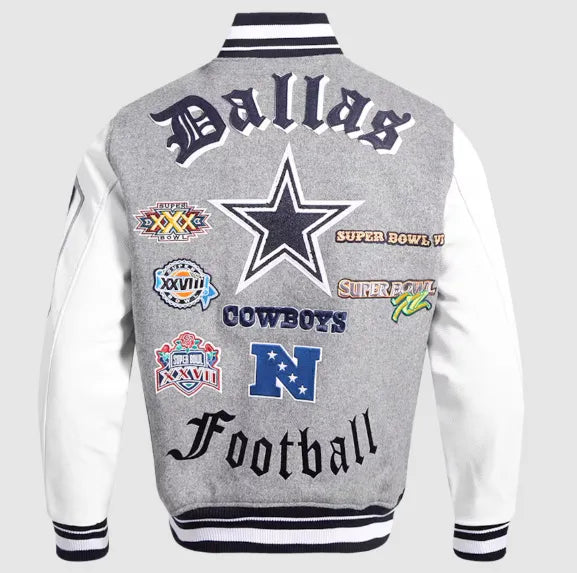 Dallas Cowboys Old English Zip Varsity Jacket for Fans