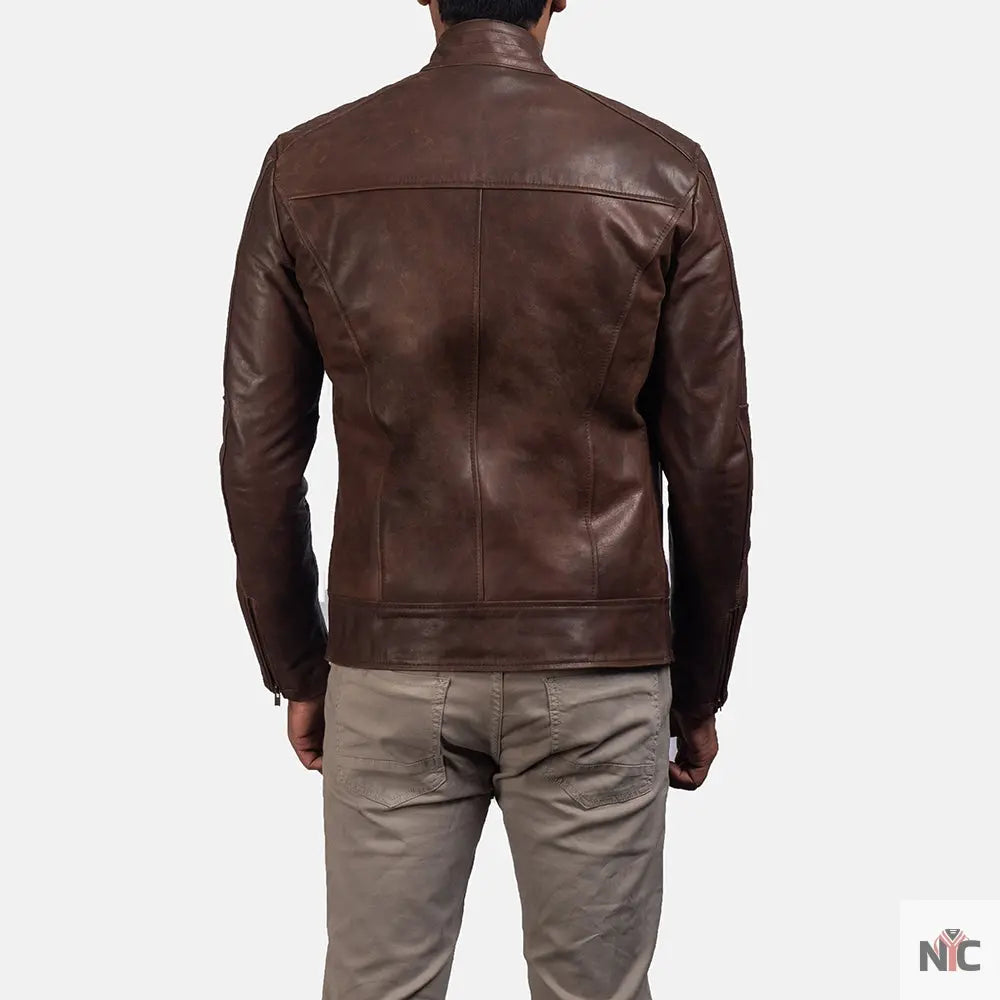 Dean Brown Leather Biker Jacket Clanton Jacket
