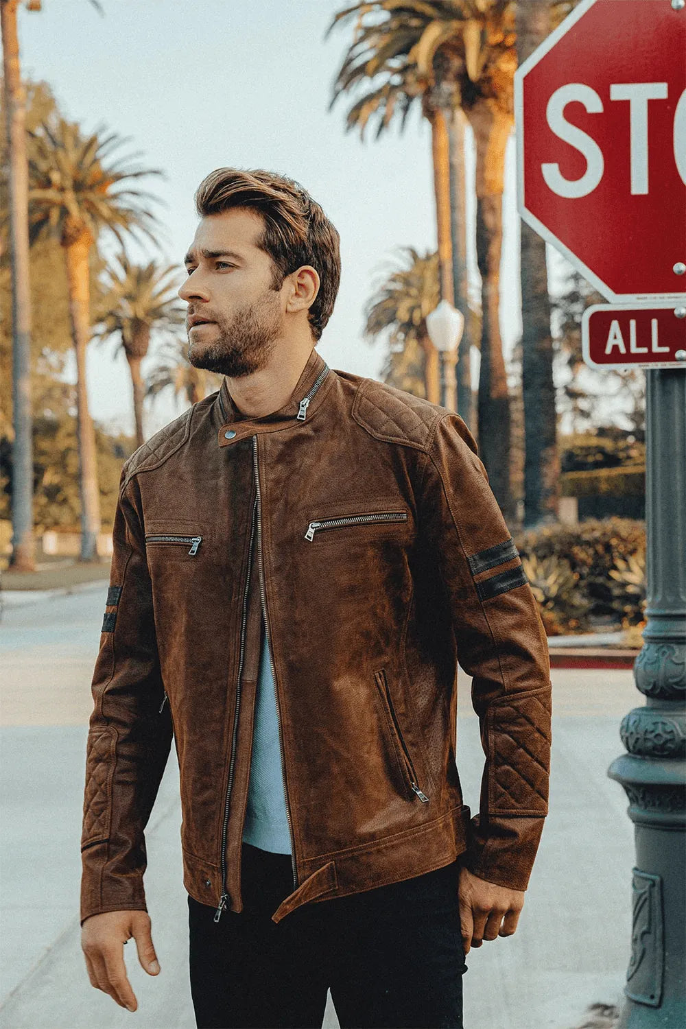 Denver Men’s Brown Flavor Bomber Leather Jacket