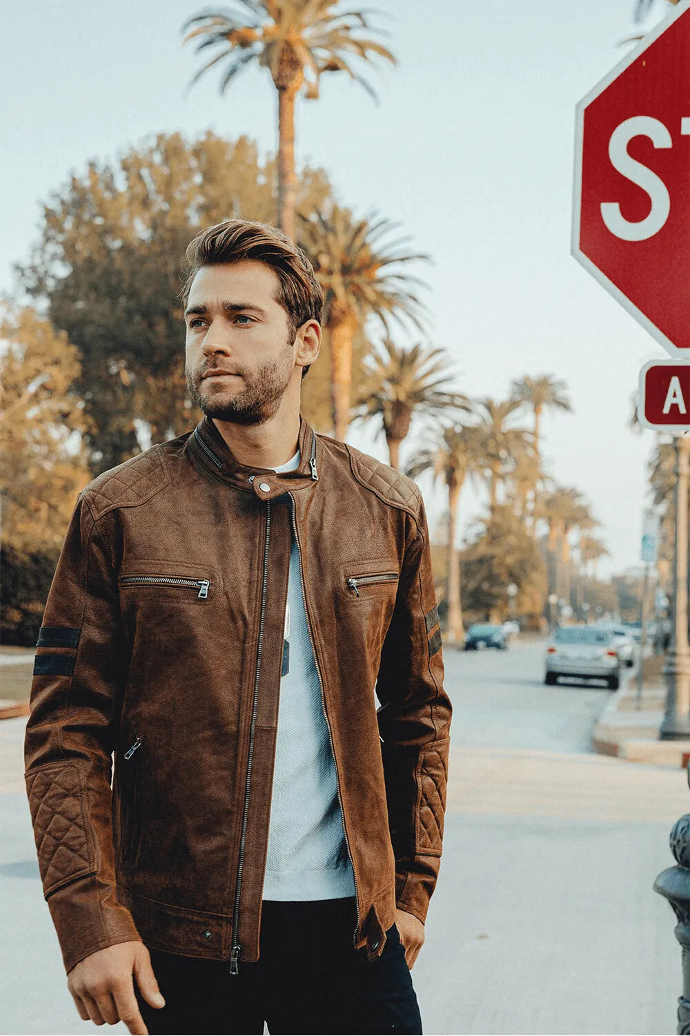 Denver Men’s Brown Flavor Bomber Leather Jacket