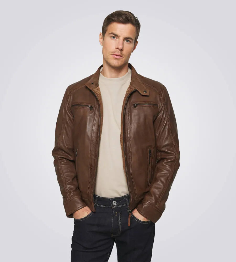 Dylan Brown Shearling Biker Hooded Leather Jacket