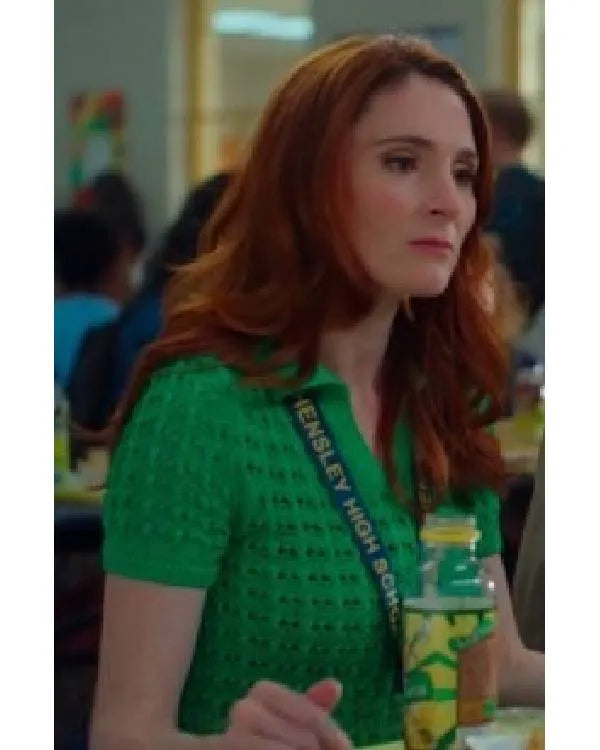 English Teacher Stephanie Koenig Green Polo Top