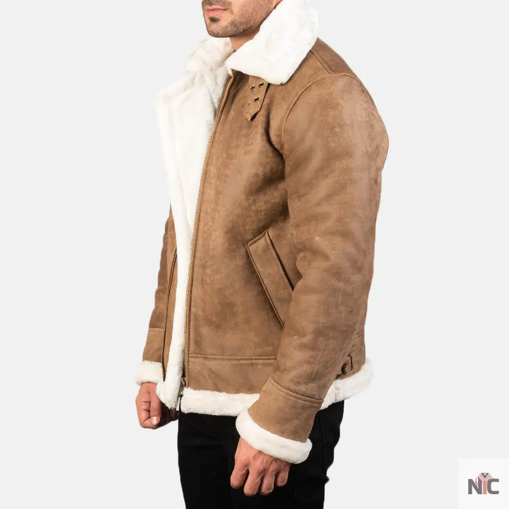 Francis B-3 Distressed Brown Leather Bomber Jacket Clanton Jacket