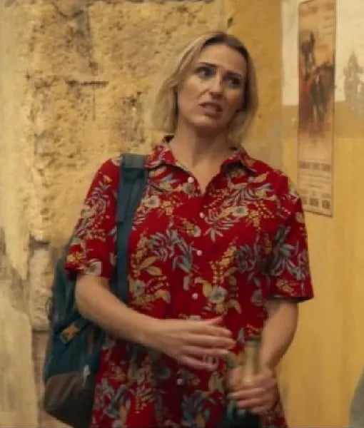 Frauds S01 Suranne Jones Red Floral Shirt