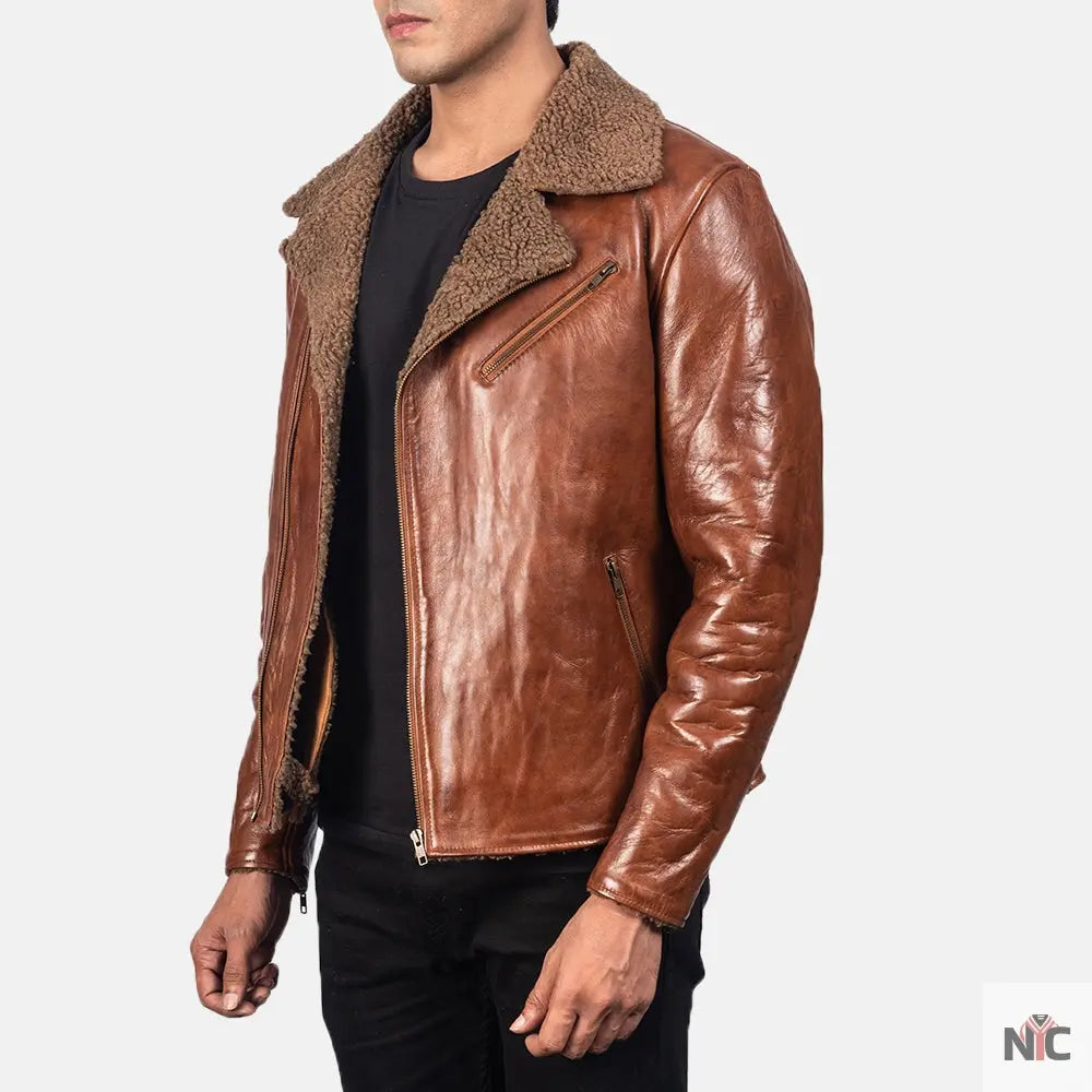 Furton Disressed Black Leather Biker Jacket Clanton Jacket
