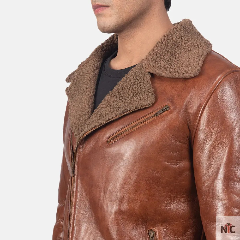 Furton Disressed Black Leather Biker Jacket Clanton Jacket