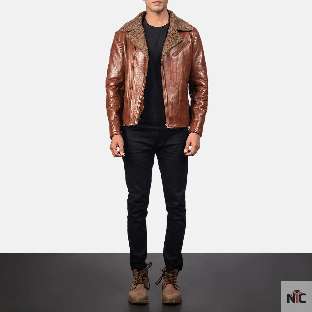 Furton Disressed Black Leather Biker Jacket Clanton Jacket