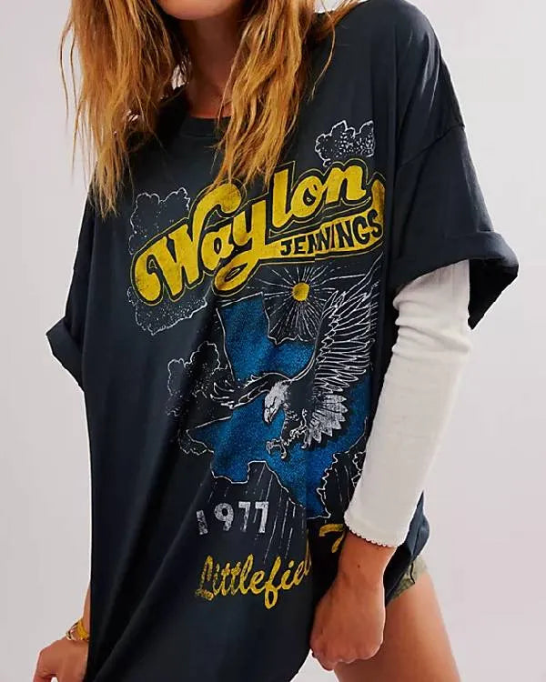 High Potential Kaitlin Olson Navy Blue Graphic T Shirt