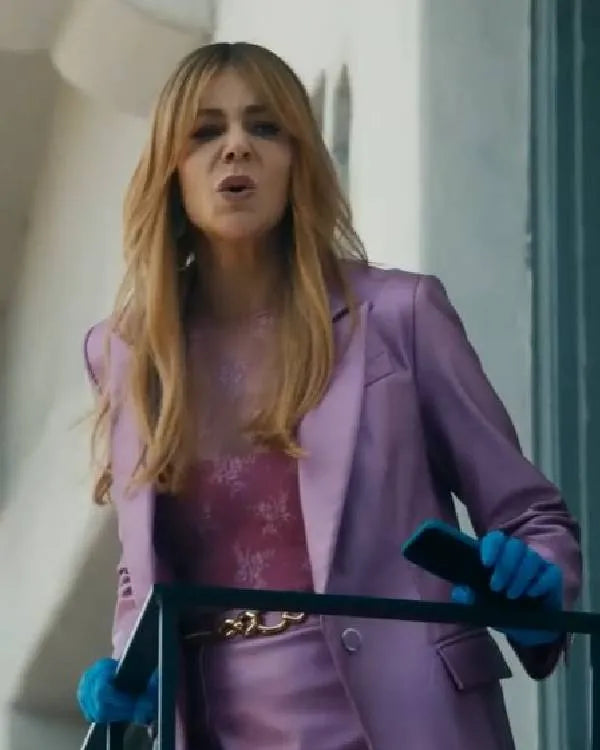 High Potential Kaitlin Olson Pink Leather Blazer