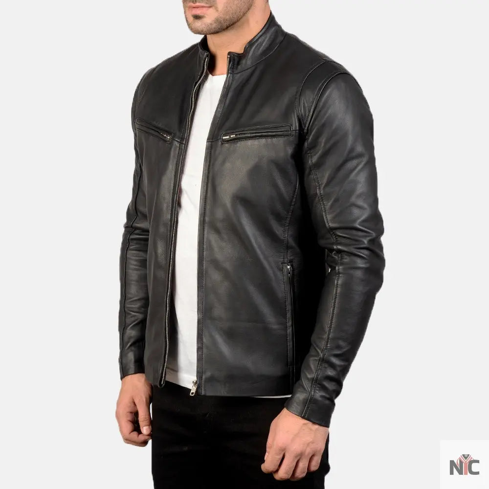 Ionic Black Leather Jacket Clanton Jacket