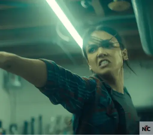 Jessica Alba Trigger Warning 2024 Plaid Shirt Clanton Jacket