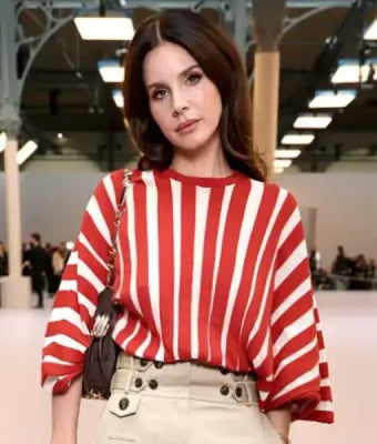 Lana Del Rey Paris Fashion Week 2025 Striped Shirt