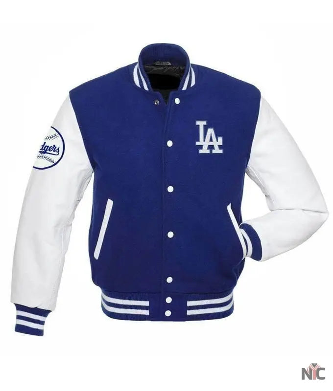 Los Angeles Dodgers Blue And White Letterman Jacket Clanton Jacket