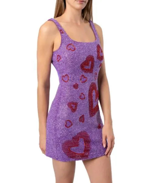 Love Island Games S02 Ariana Madix Red Hearts Purple Dress