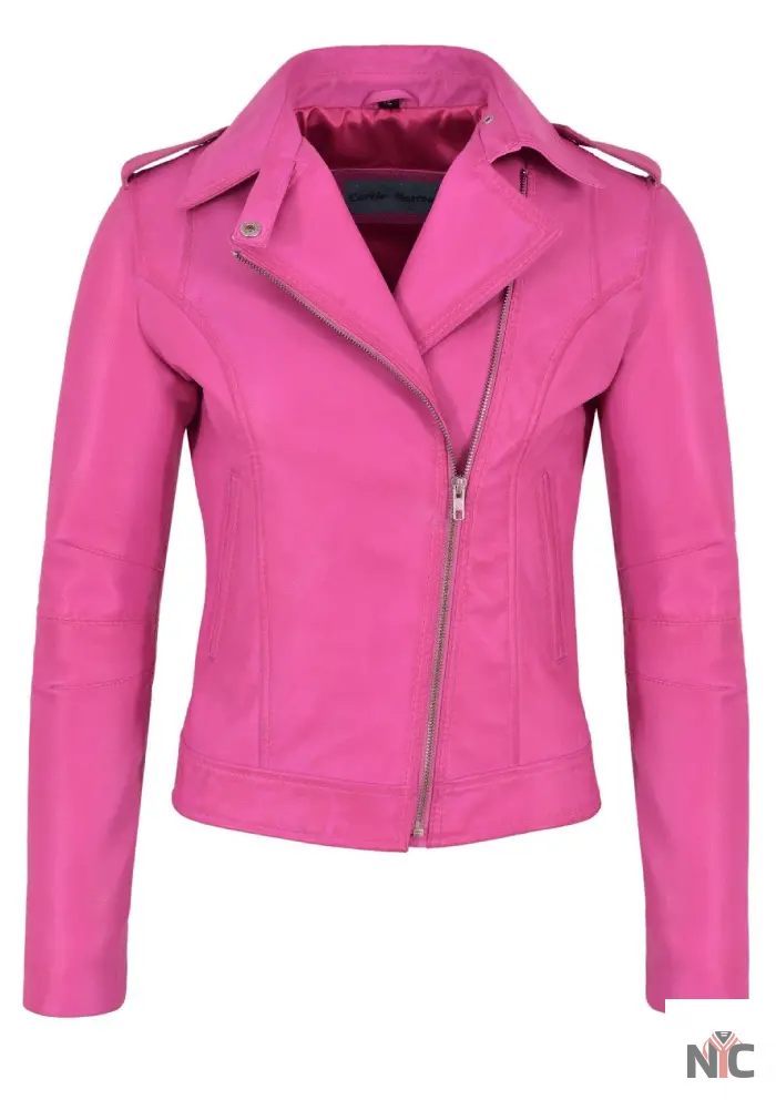 Margot Robbie Barbie Pink Leather Jacket Clanton Jacket