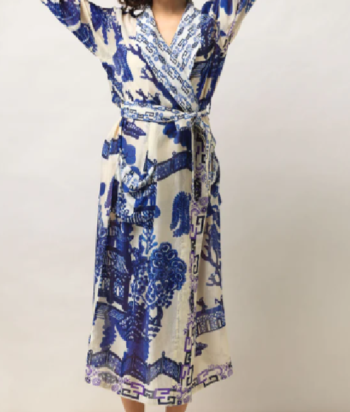 Beyond the Gates 2025 Marquita Goings Blue and White Printed Robe USA Jackets