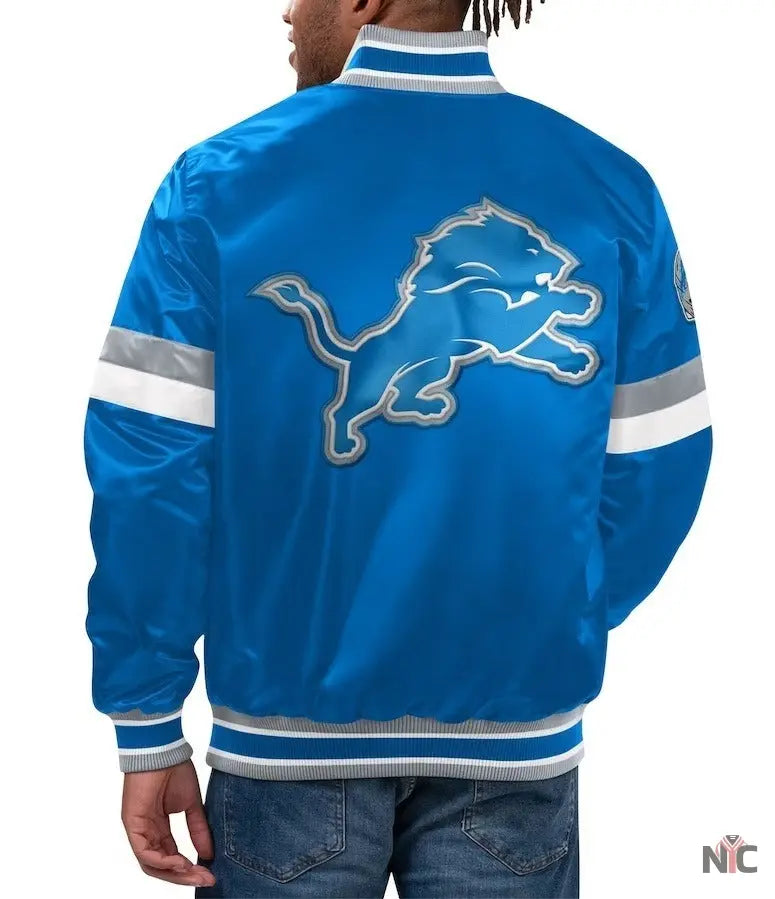 Men’s Starter Blue Detroit Lions Home Game Varsity Jacket Clanton Jacket