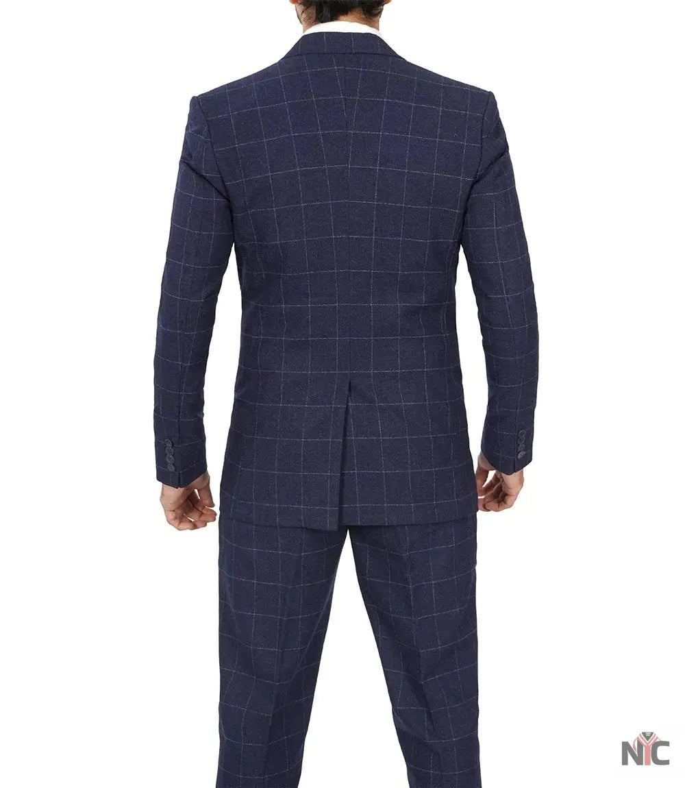 Men's Vintage 3-Piece Navy Blue Prom Suit - Wedding Suit Clanton Jacket