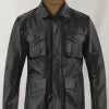 Men’s Real Leather Safari Jacket Retro Blazer Coat Sylas Black