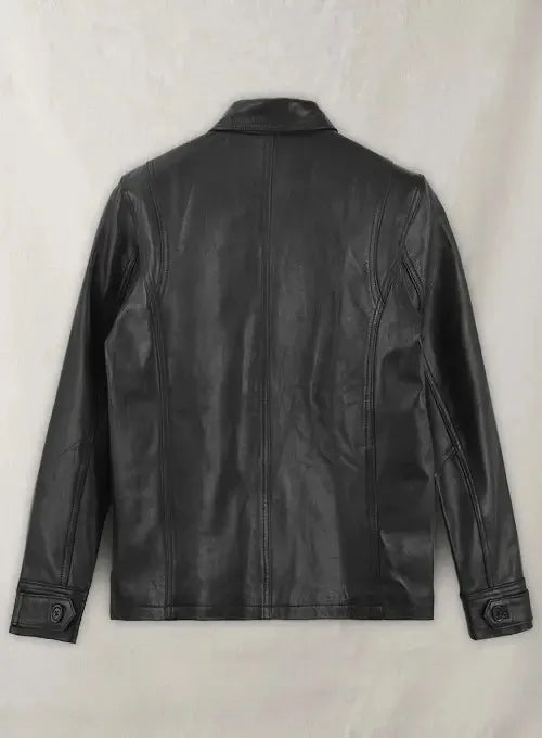 Men’s Real Leather Safari Jacket Retro Blazer Coat Sylas Black