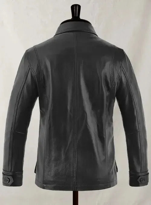 Men’s Real Leather Safari Jacket Retro Blazer Coat Sylas Black