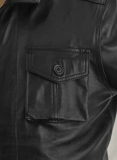 Men’s Real Leather Safari Jacket Retro Blazer Coat Sylas Black